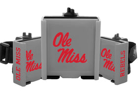 DESERT FOX GOLF Cart Phone Caddy on Ole Miss cart with secure logo display and ready-to-use access