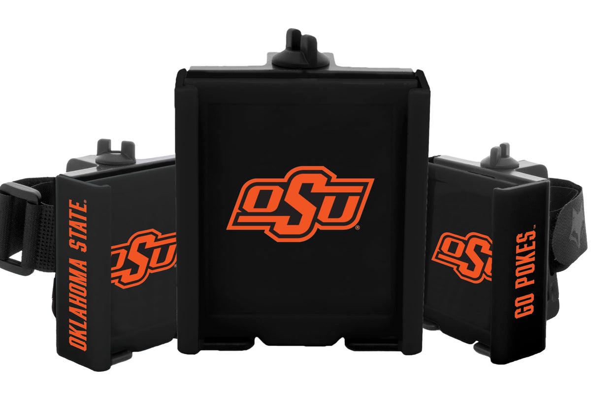 DESERT FOX GOLF cart phone caddy with OSU flag on the cart for team pride.