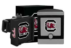 DESERT FOX GOLF Cart Phone Caddy on a cart with Gamecocks branding for easy phone access.