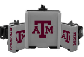 Desert Fox golf cart phone caddy with Texas A&M Aggies branding for quick GPS access.