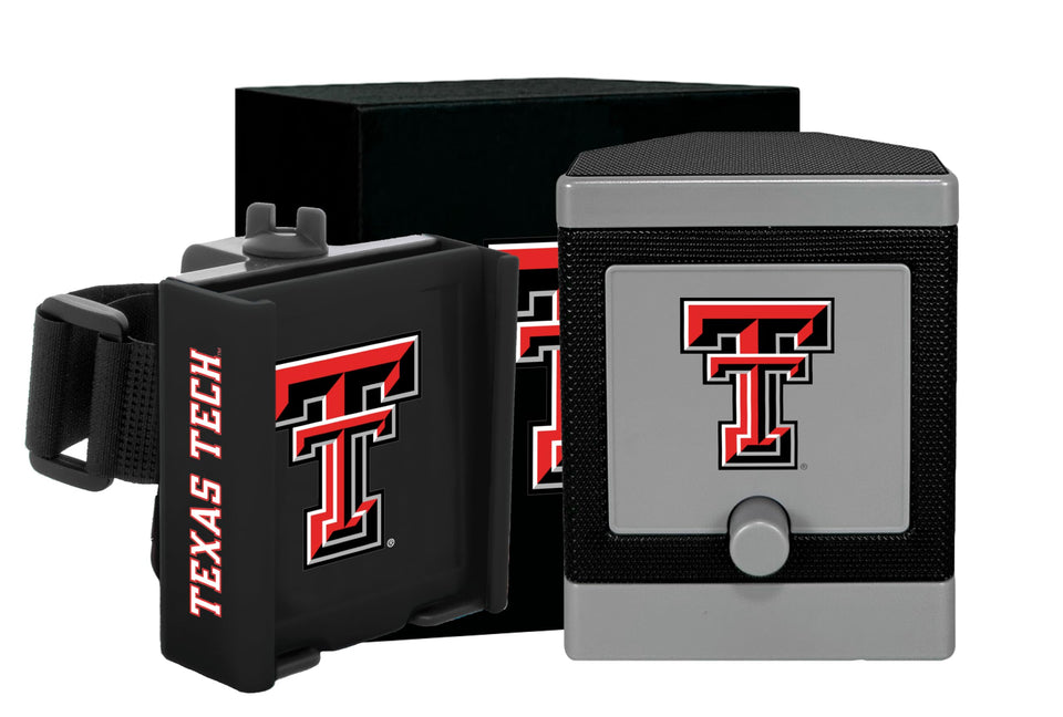 DESERT FOX GOLF cart phone caddy with Texas Tech logo for easy on-course access.