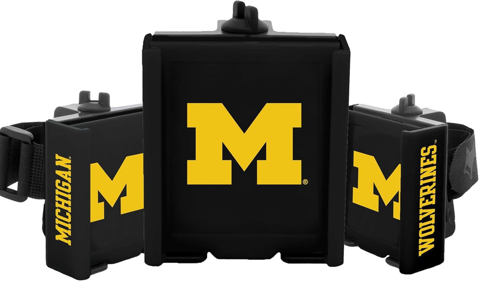 DESERT FOX GOLF cart phone caddy with Wolverines logo for on-course use.