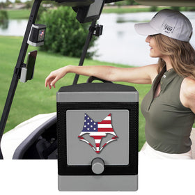 DESERT FOX GOLF DJ-10 on a golf cart delivering crisp, powerful Bluetooth sound for the course