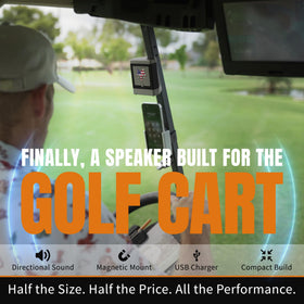DESERT FOX GOLF DJ-10 magnetic mount secures firmly to a cart frame