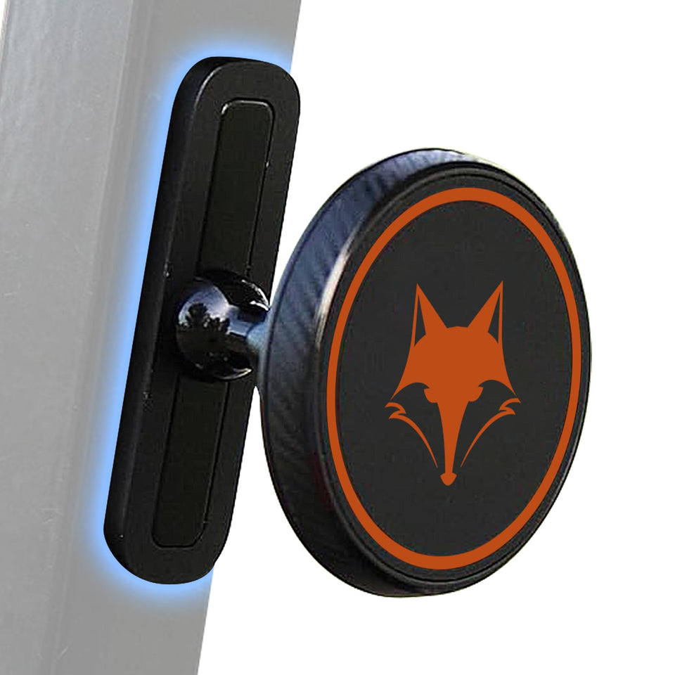 DESERT FOX GOLF magnetic phone mount on cart showing secure hold during bumps