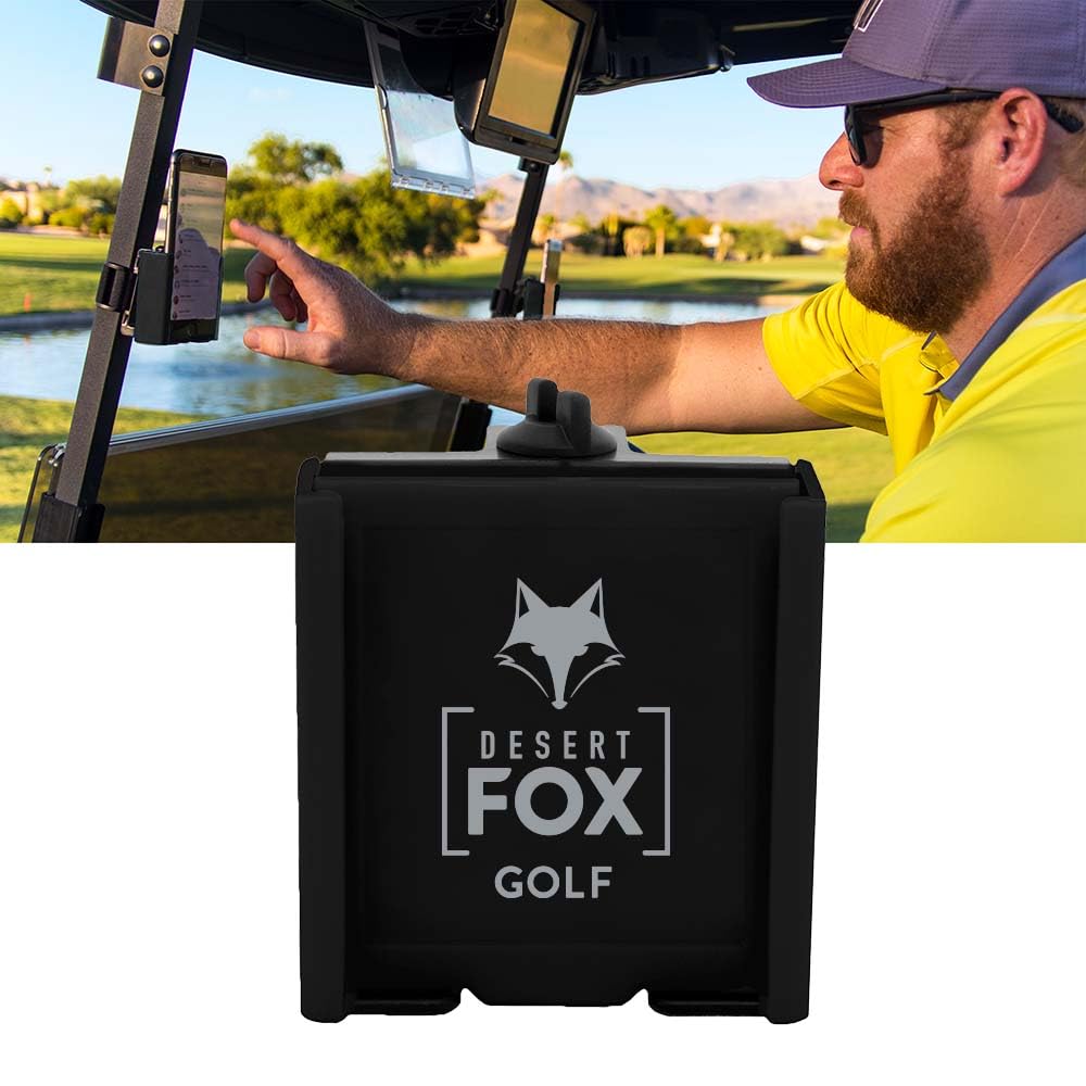 DESERT FOX GOLF Phone Caddy with adjustable fit for any smartphone on the course.