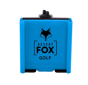 DESERT FOX GOLF Phone Caddy Blue front view showing secure cart mounting for yardage checks