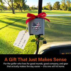 DESERT FOX GOLF Phone Caddy in matte black matches course style.