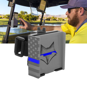 DESERT FOX GOLF Phone Caddy on cart securely holds your phone for easy yardage