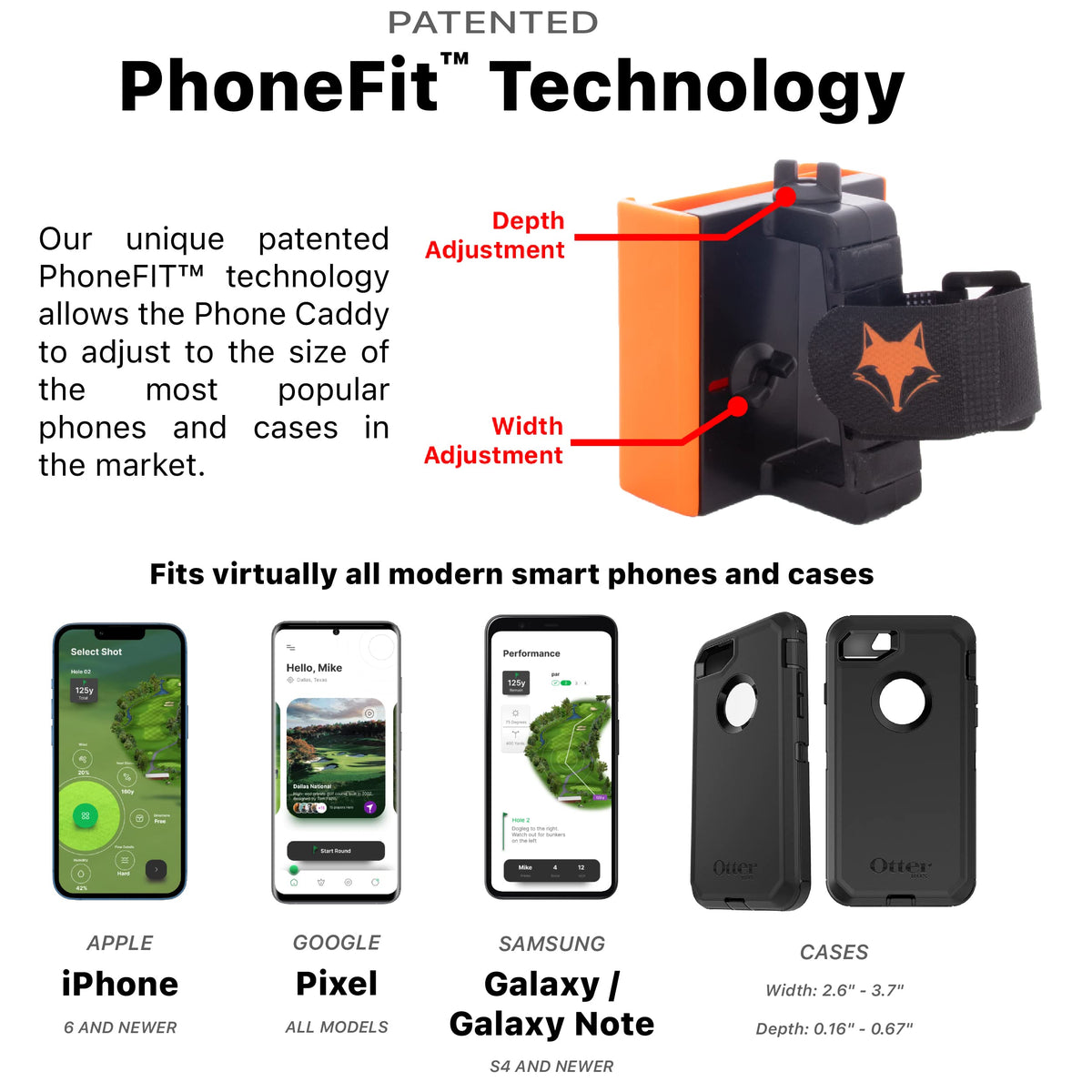 DESERT FOX GOLF Phone Caddy Pink secure-strap keeping device attached to cart.