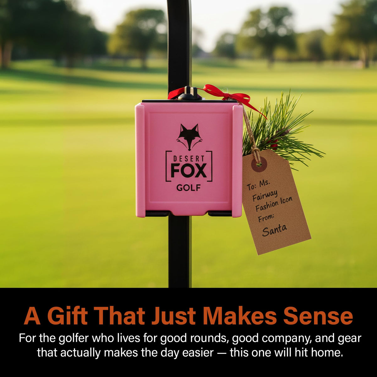 DESERT FOX GOLF Phone Caddy Pink built-in-USA construction for durability.