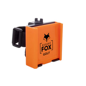 DESERT FOX GOLF Phone Caddy with Velcro strap keeps devices locked through bumps.