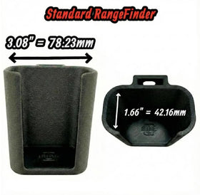 Designs By Brodhead RangeLock V2 securing a compact range finder on a cart.