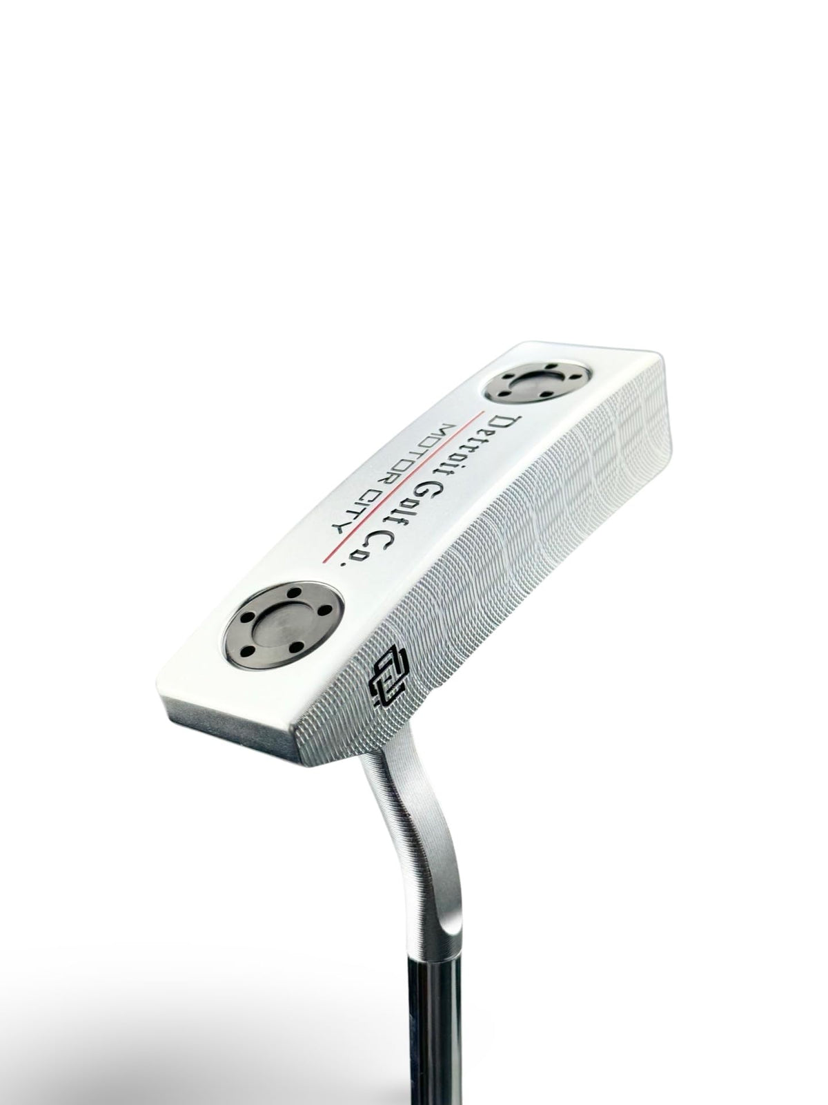 Detroit Golf Co. Motor City Putter face closeup highlights precision sweet spot for consistent greens