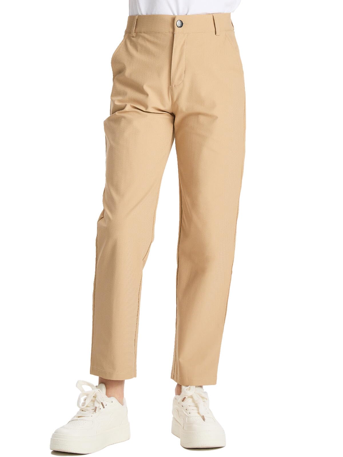DEVOROPA Youth Boys Golf Pants elastic waistband for easy wear and comfort.