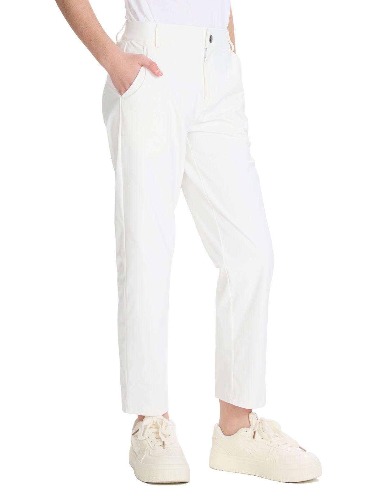 DEVOROPA Youth Boys Golf Pants with elastic waistband for easy on/off and all-day comfort.