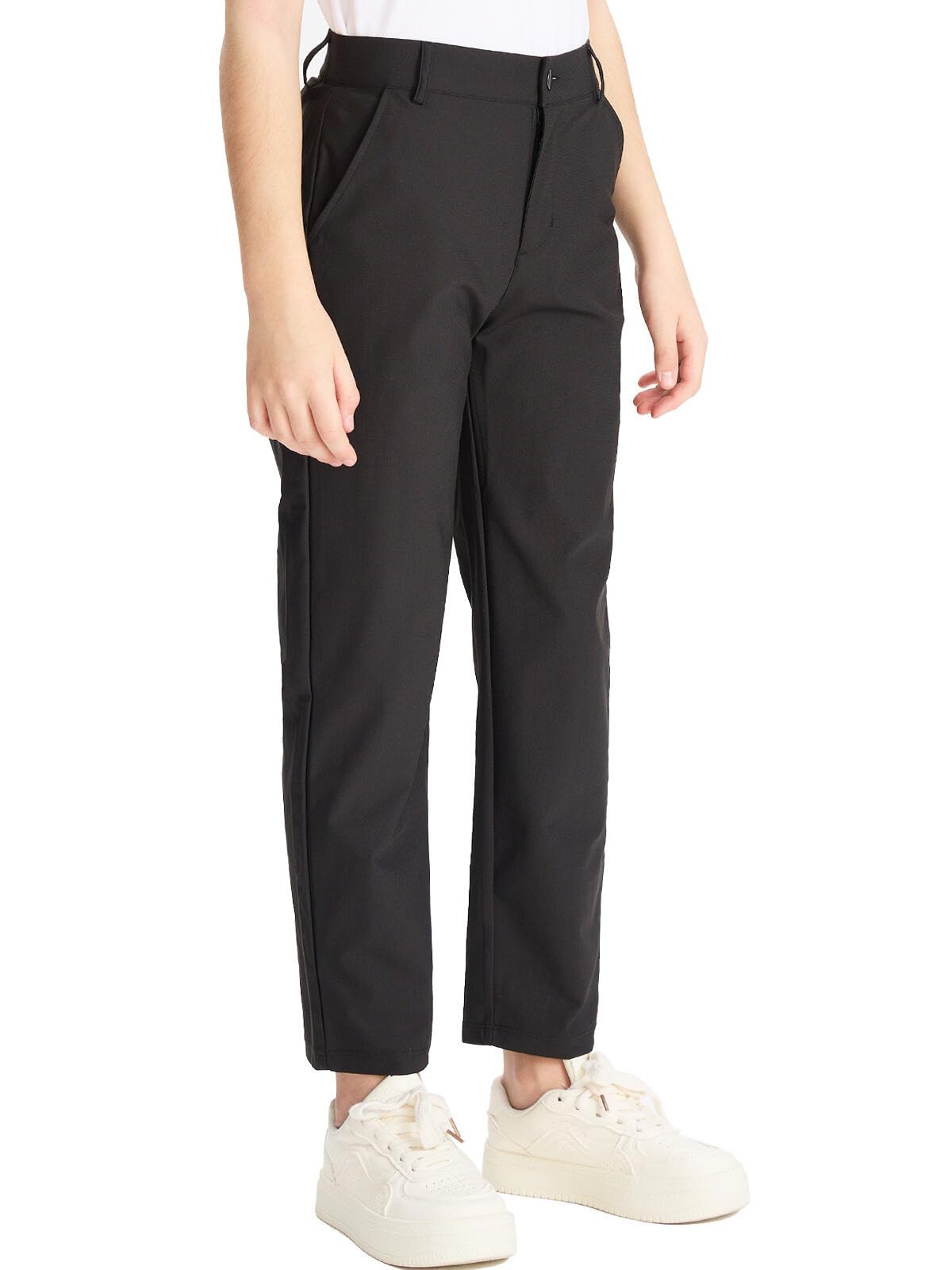 DEVOROPA Youth Boys Golf Pants Quick Dry with elastic waistband for easy wear.