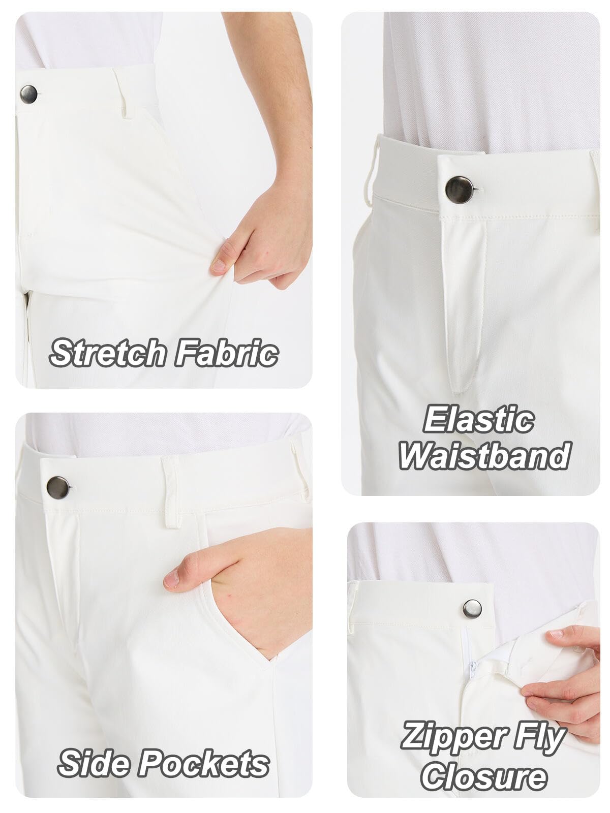 DEVOROPA Youth Boys Golf Pants in straight leg fit ideal for golf, school, and travel.
