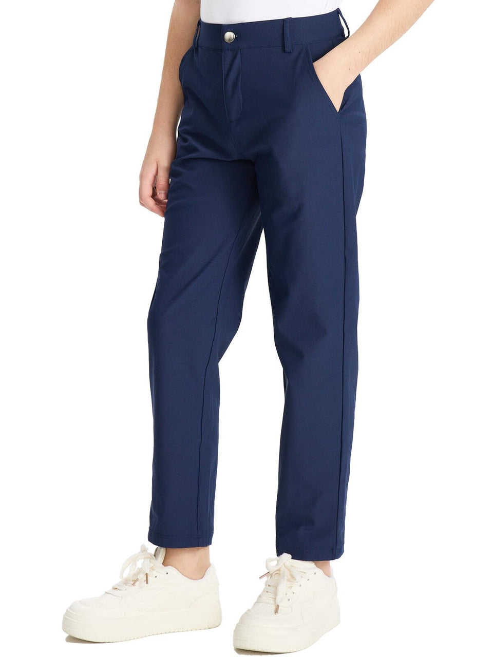 DEVOROPA Youth Golf Pants with elastic waistband for easy wear and comfort.