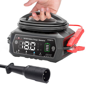 Dght 48V golf cart charger front view with LCD display for clear battery monitoring.