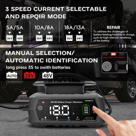 Dght charger supports LiFePO4 and Lead-Acid with smart protections.