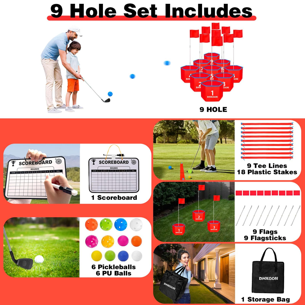 DHXGON Backyard Golf Game flag sticks improve target visibility for all ages