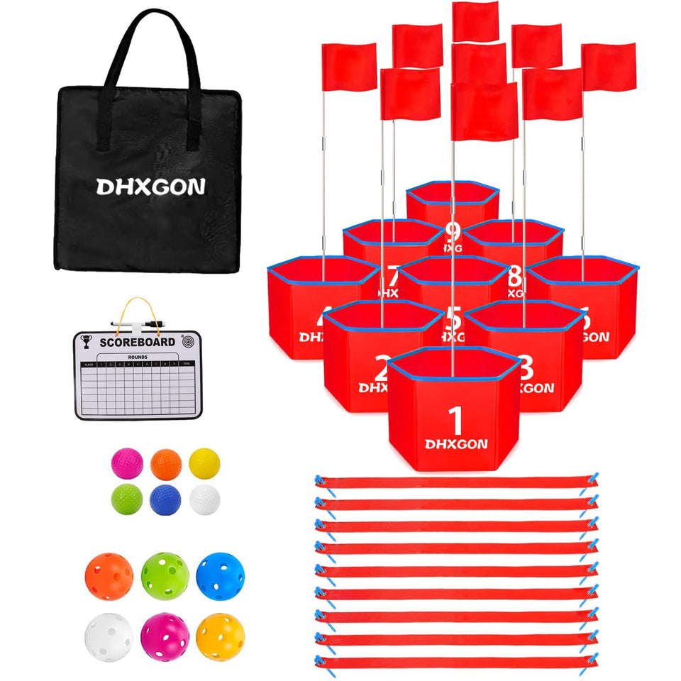 DHXGON Backyard Golf Game foldable holes for quick setup and backyard fun