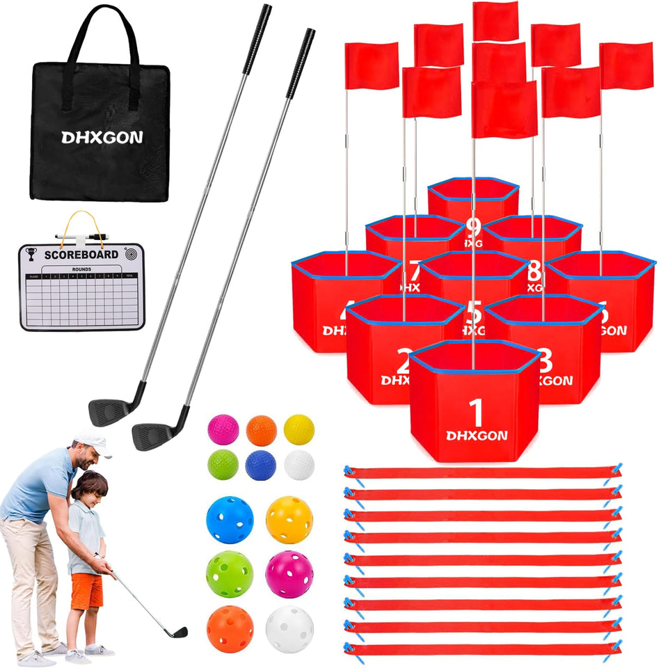 DHXGON backyard golf game setup offers quick assembly for instant family-friendly outdoor fun.
