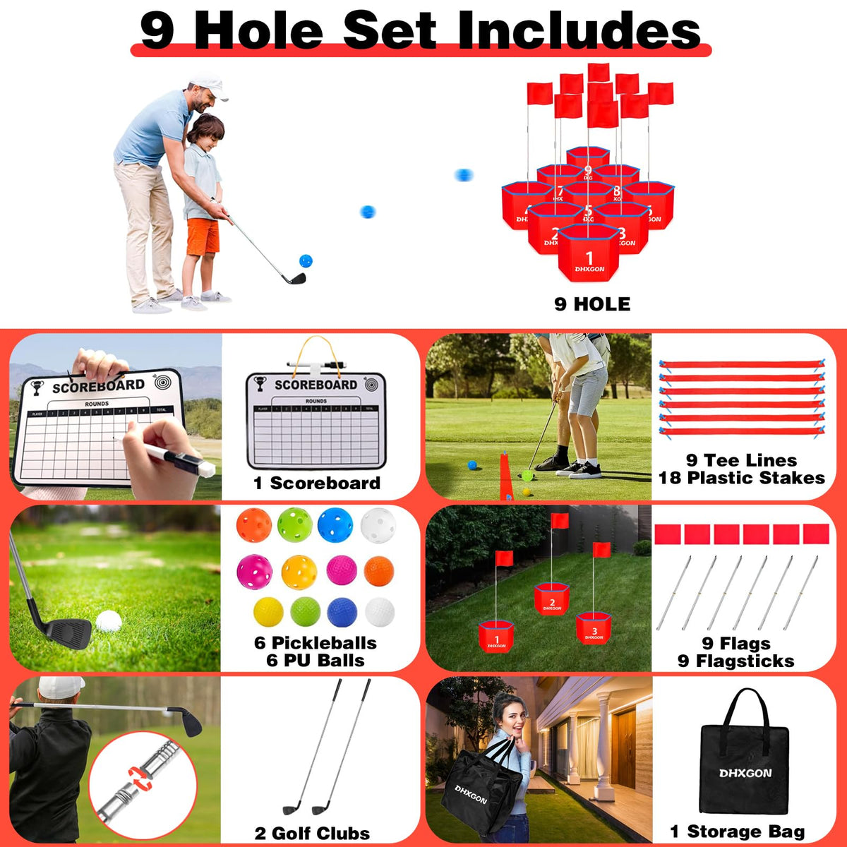 DHXGON foldable holes assembly enables portable course setup for on-the-go play.