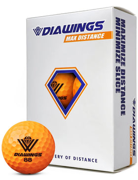 Diawings W max distance ball close-up highlighting dimples for improved distance potential