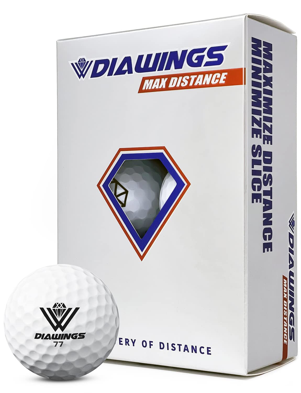 Diawings W Max Distance ball front view highlighting design for easy distance