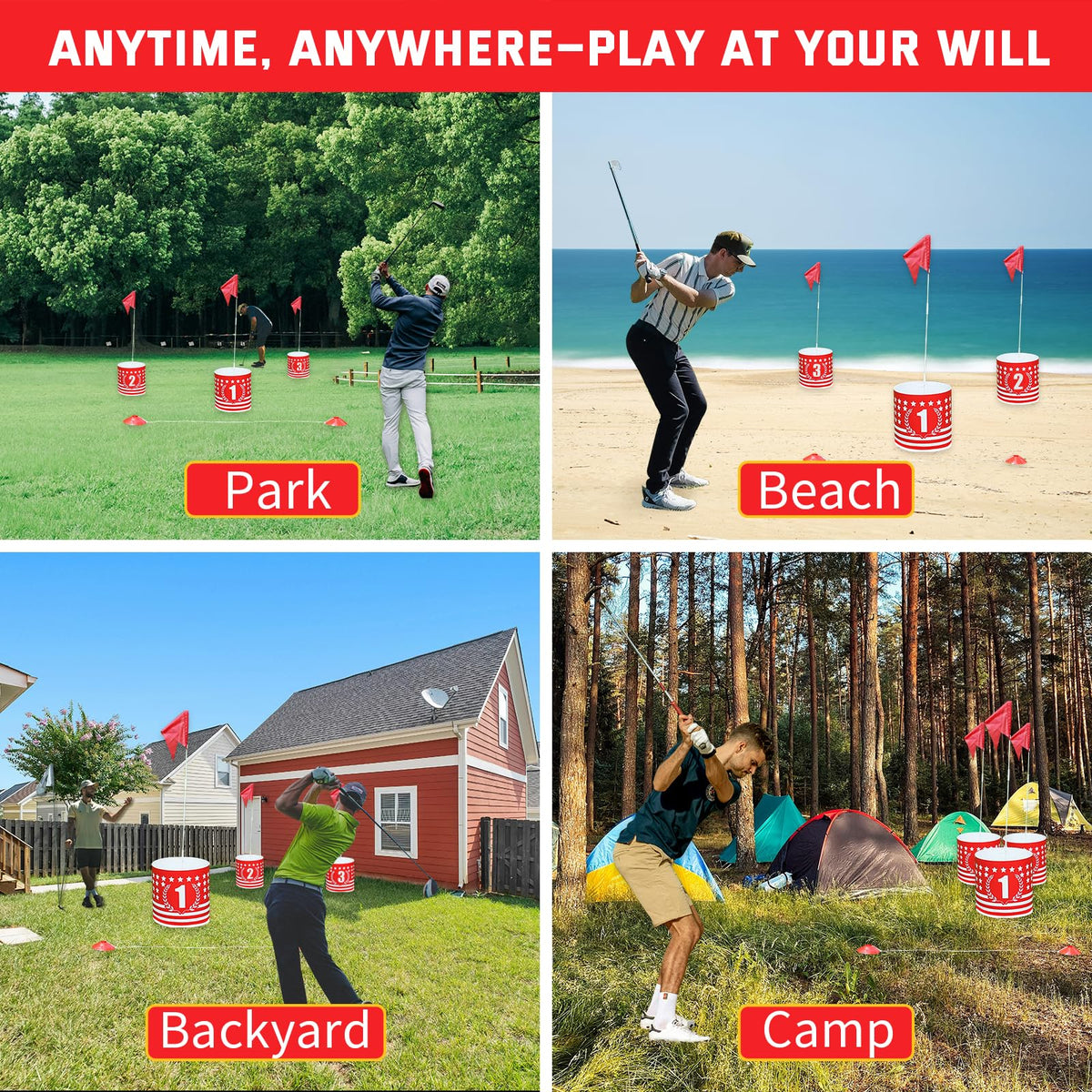 DigNew family enjoying outdoor golf session in the backyard.