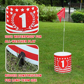DigNew flags and tees in a yard course for quick setup anywhere.