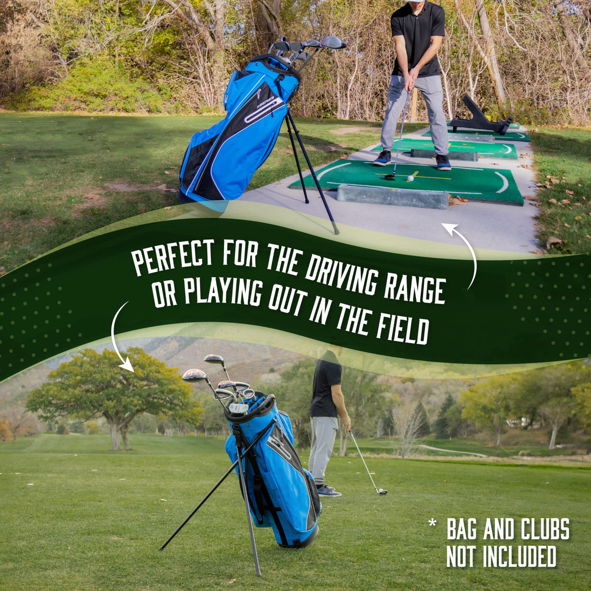 Diochey portable golf stand folds flat for pocket or bag storage