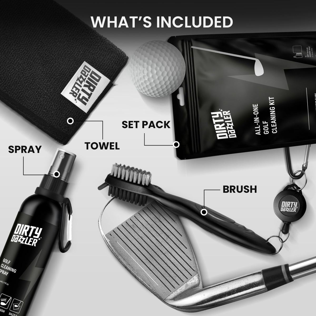 Dirty Dazzler kit shown as a great gift for golf enthusiasts