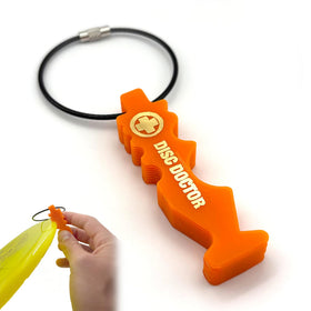 Disc Doctor repair tool close-up showing durable nylon and steel groove for smooth restoration.
