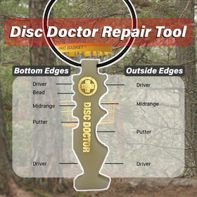 Disc Doctor repair tool compliant with official disc golf rules.