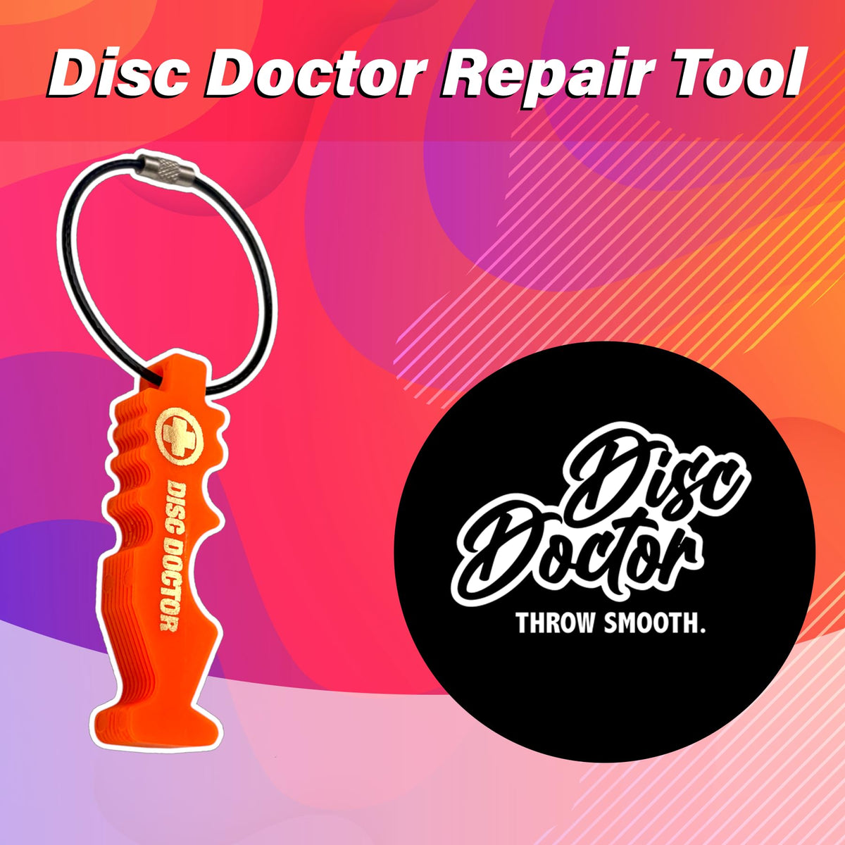 Disc Doctor repair tool in action smoothing a disc during a round.