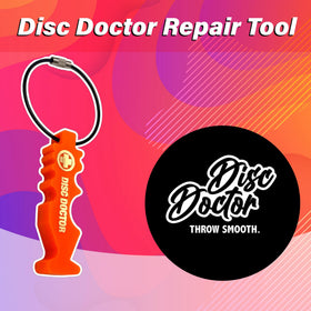 Disc Doctor repair tool in action smoothing a disc during a round.