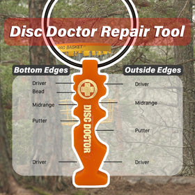 Disc Doctor repair tool in bag ready for on-course fixes during rounds.