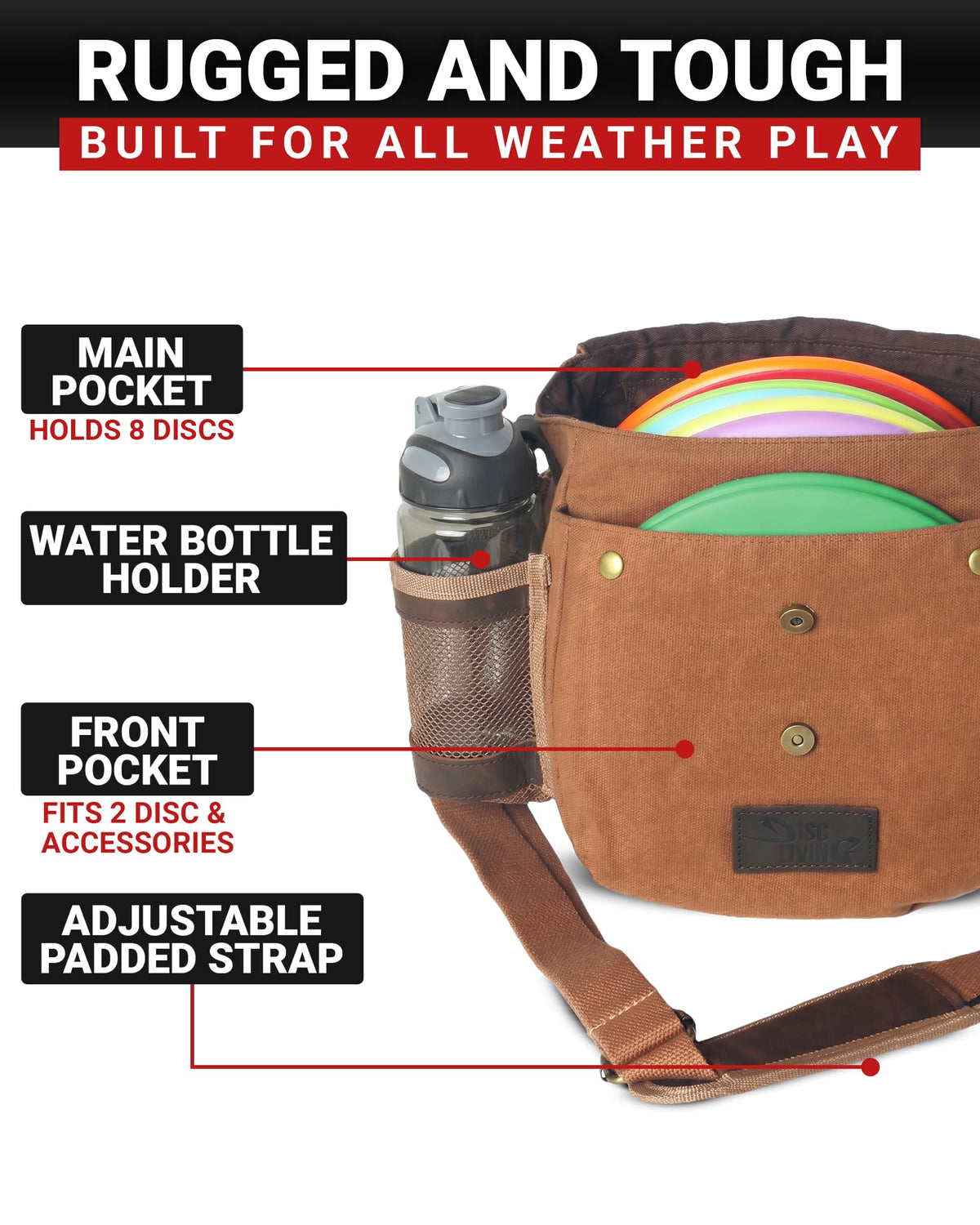 Disc Living bag holds 8 to 10 discs for streamlined rounds.