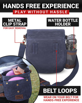 Disc Living pockets holding 8–10 discs for quick access