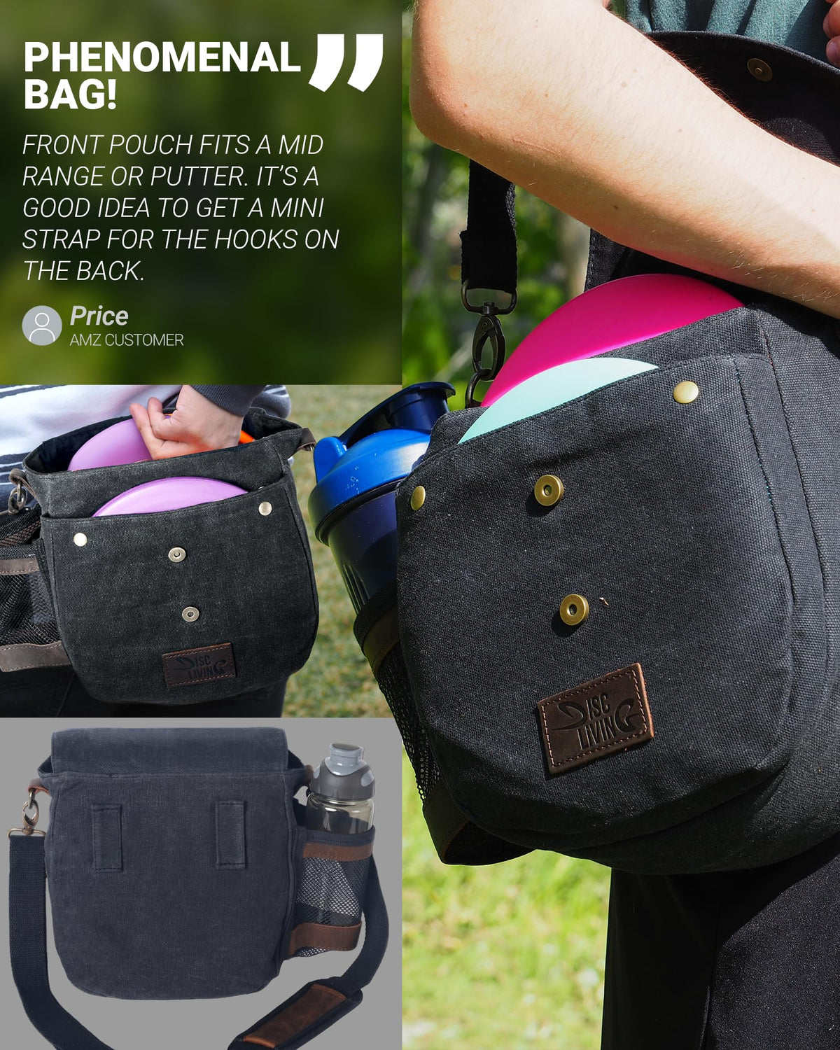 Disc Living The ORIGINAL bag belt-loop keeps essentials secure.