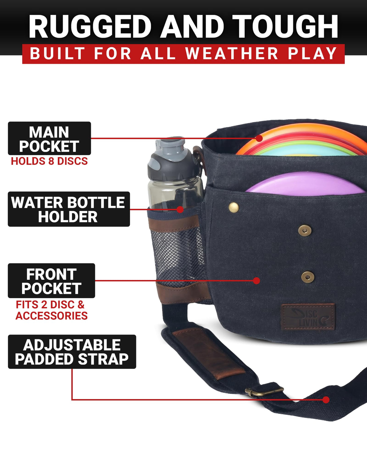Disc Living The ORIGINAL bag pocket access enables quick disc retrieval.