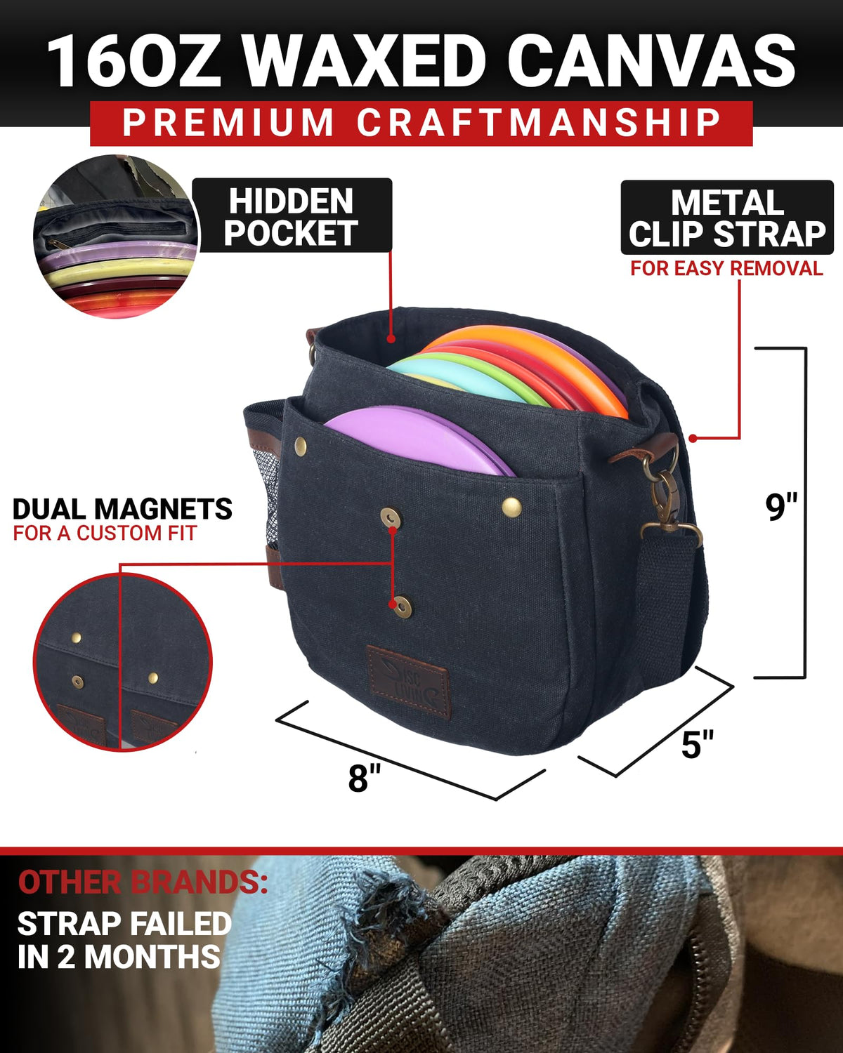 Disc Living The ORIGINAL bag sling design supports easy carry.