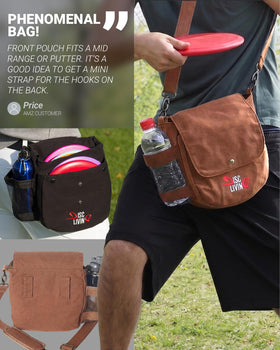 Disc Living waxed canvas texture adds rugged style and durability.
