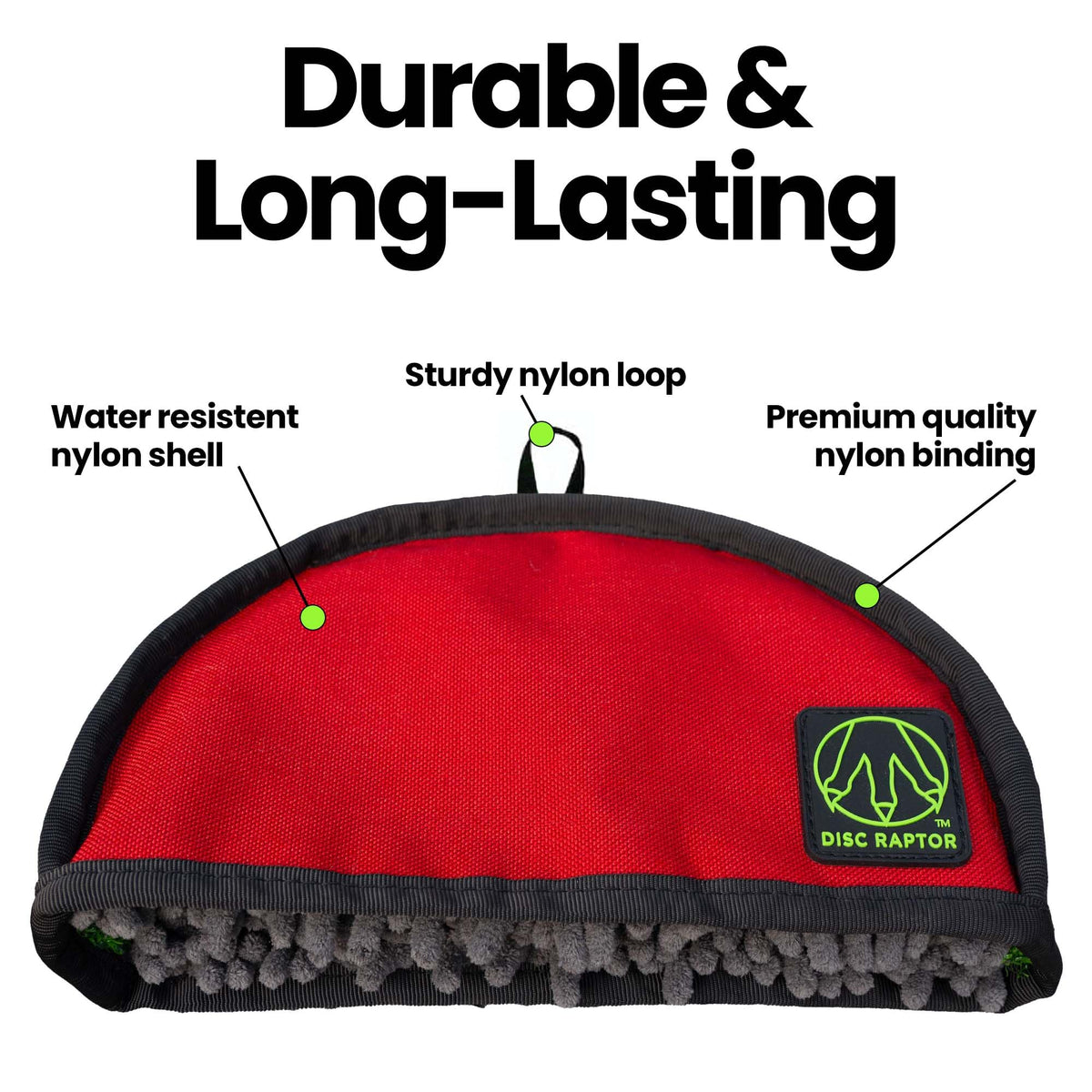 Disc Raptor built-in hanging loop allows easy drying and storage.