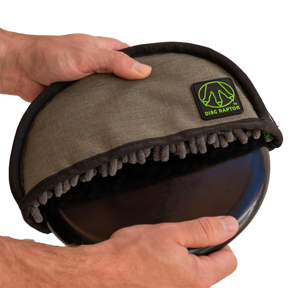 Disc Raptor Mercury Moss-Gray shows microfiber interior for quick cleaning