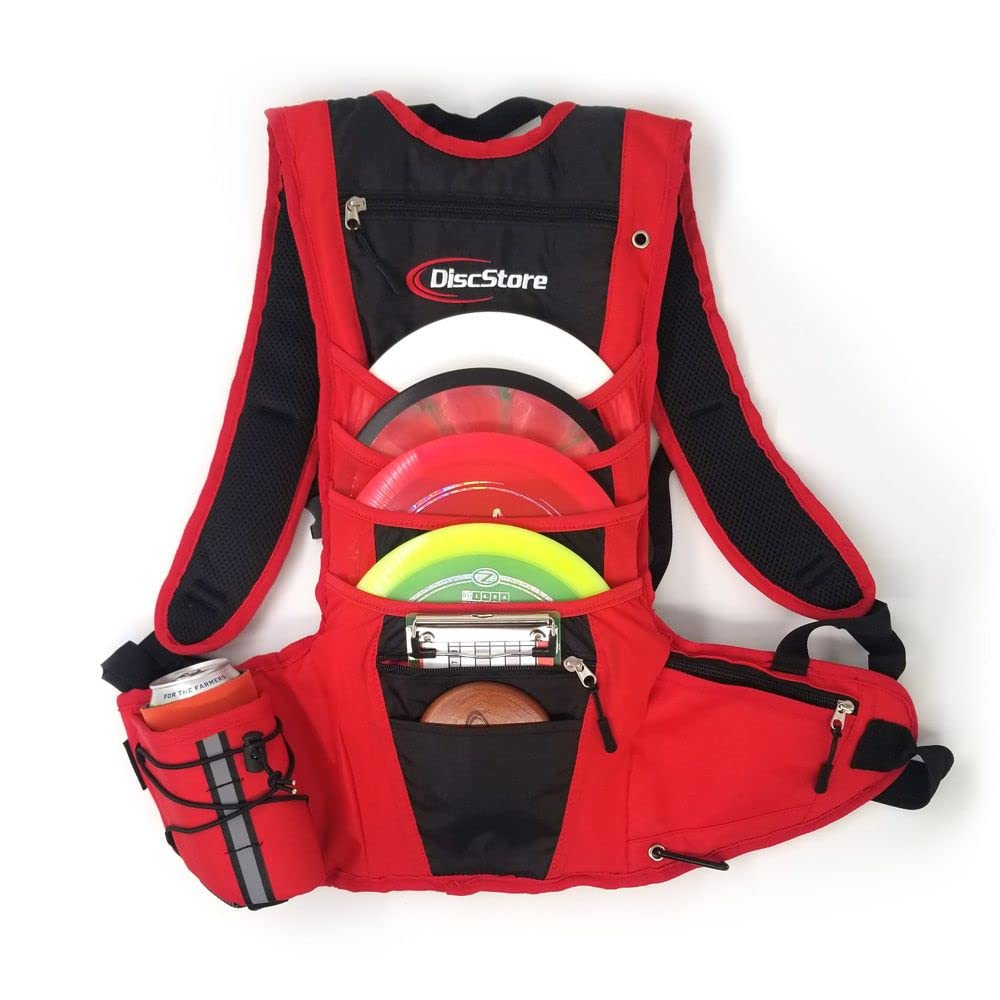 Disc Store Trekker Golf Backpack front view for fast disc access.