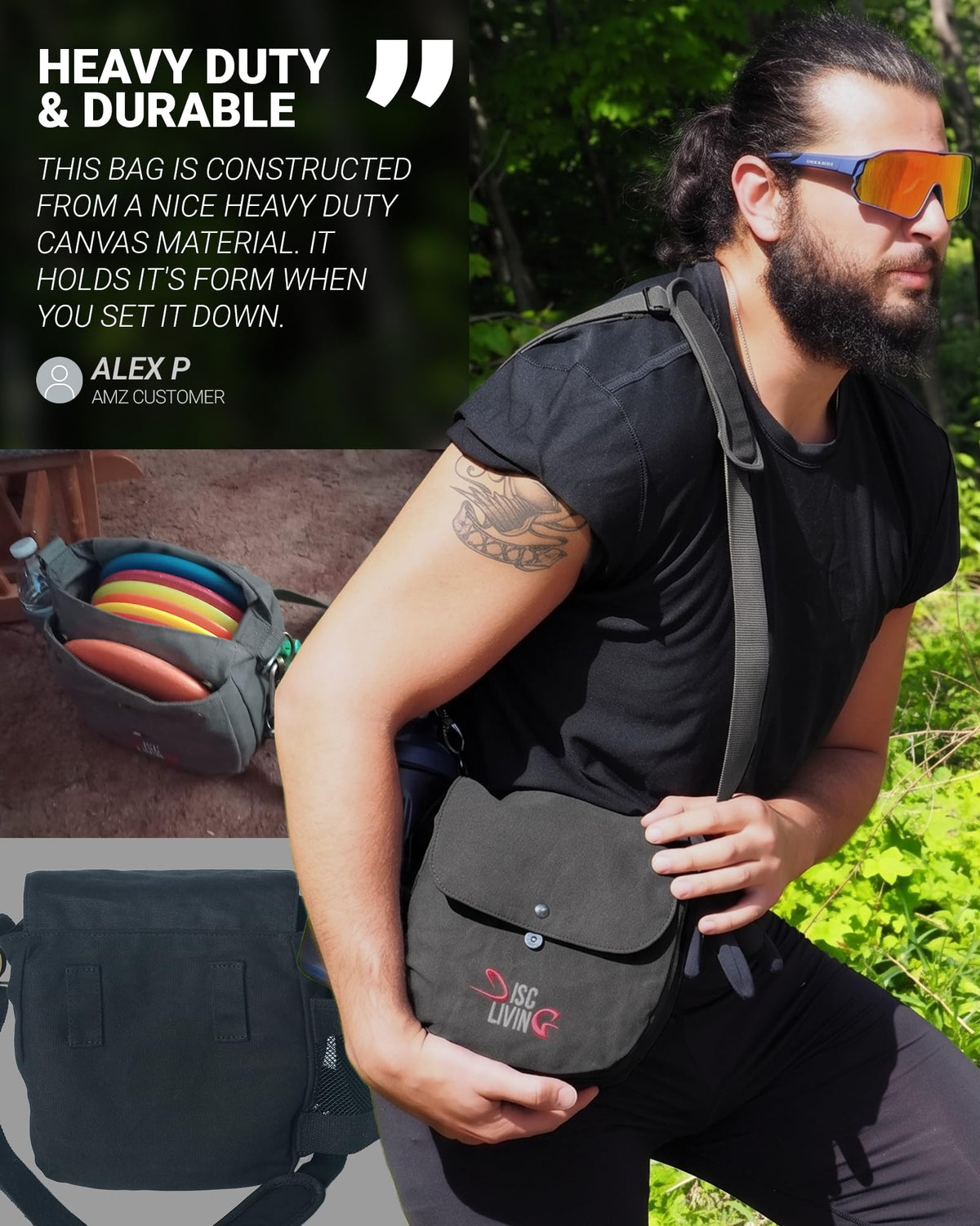 Disc Living belt loop attachment provides secure carry during rounds.
